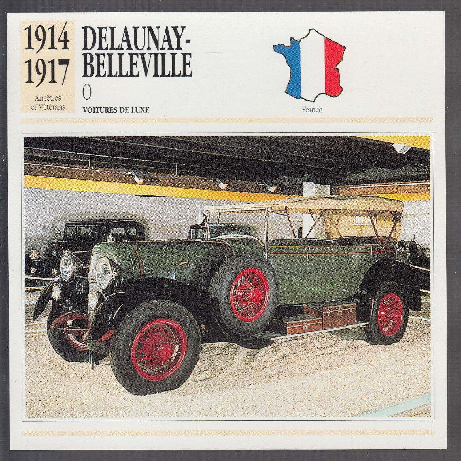 1914-1917 DELAUNAY-BELLEVILLE TYPE O France Car Photo Spec Sheet French Card