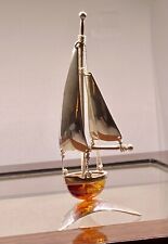 Baltic Amber Sterling Silver Sail Boat Ship 4” tall picture
