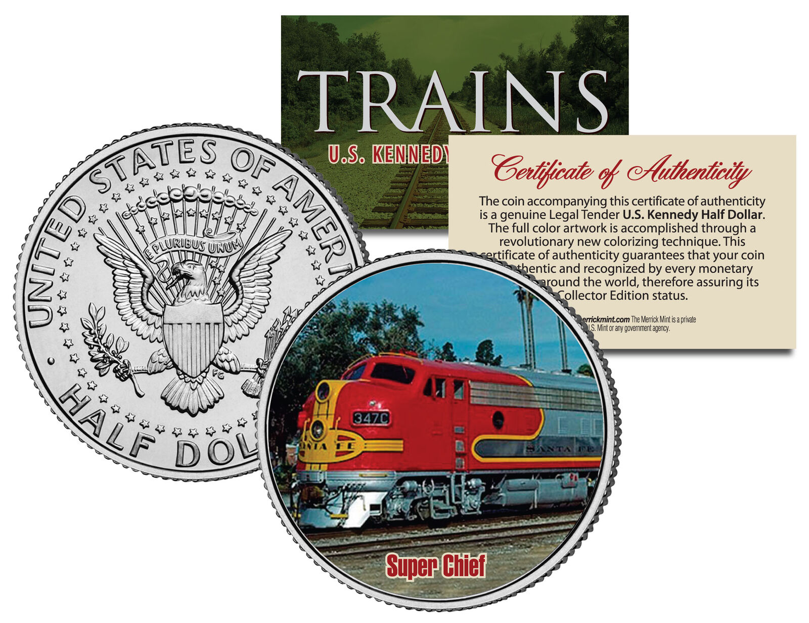 SUPER CHIEF TRAIN *Famous Trains Series* JFK Half Dollar Colorized U.S. Coin