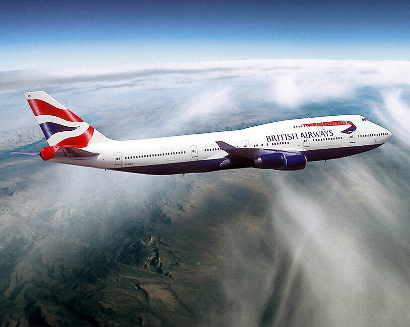 BRITISH AIRWAYS BOEING 747-400 IN FLIGHT 11x14 SILVER HALIDE PHOTO PRINT