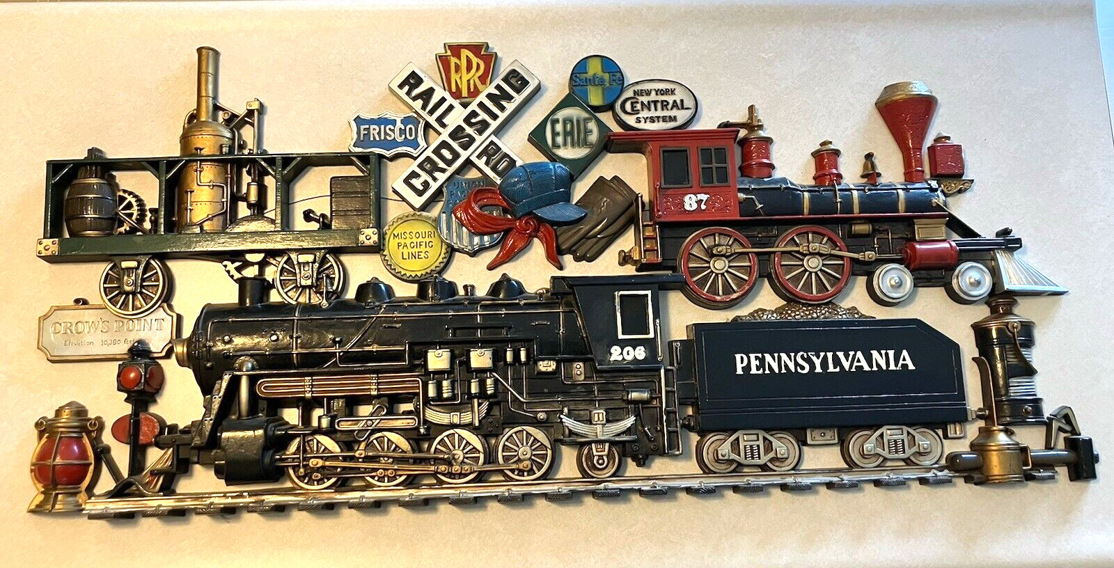 Vintage Burwood Products Large Railroad Wall Décor #502 Pennsylvania Railroad