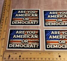 2 sticker pack Are You American or Democrat Anti Joe Biden Funny Sticker Decal picture
