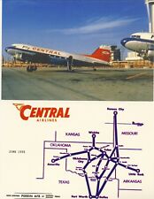 CENTRAL AIRLINES DC-3 & 1955 AIRPORT SYSTEM MAP  FRONTIER / CONTINENTAL / UNITED picture