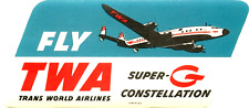 TWA Trans World Airlines ~SUPER-G CONSTELLATION~ Luggage Label 1955  ORIG & MINT picture