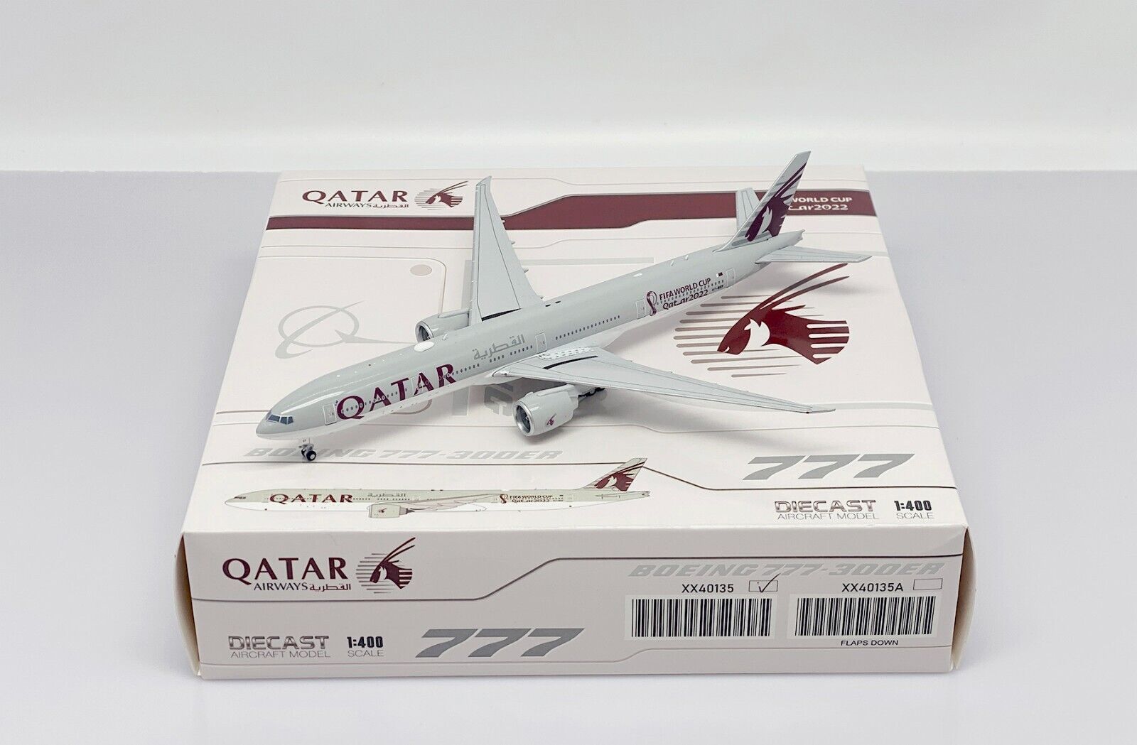 Qatar Airways B777-300ER Reg: A7-BEF JC Wings Scale 1:400 Diecast XX40135 (E)