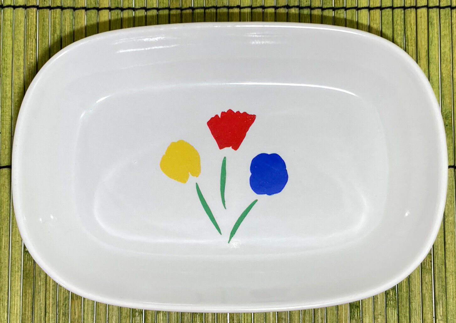 Vintage Delta Airlines Pfaltzgraff Ceramic Snack Tray Yellow Red Blue Flowers
