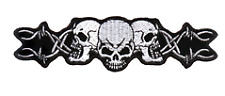 TRIPLE SKULL HEAD SKULL HEADS BARBED WIRE EMBROIDERED PATCH 5 X 1   PA1052 picture