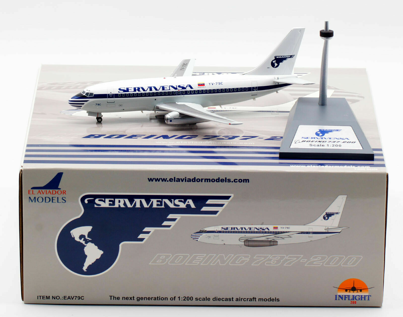 1:200 INF200 Servivensa 737-200 YV-79C with stand
