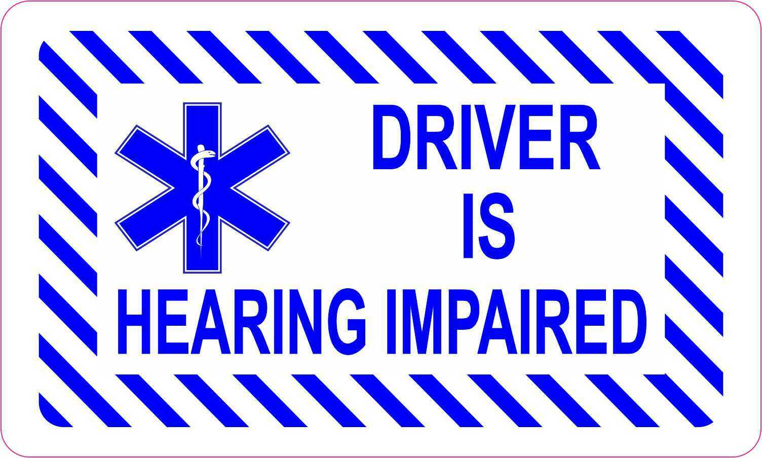 5in x 3in Driver Is Hearing Impaired Magnet Car Truck Vehicle Magnetic Sign