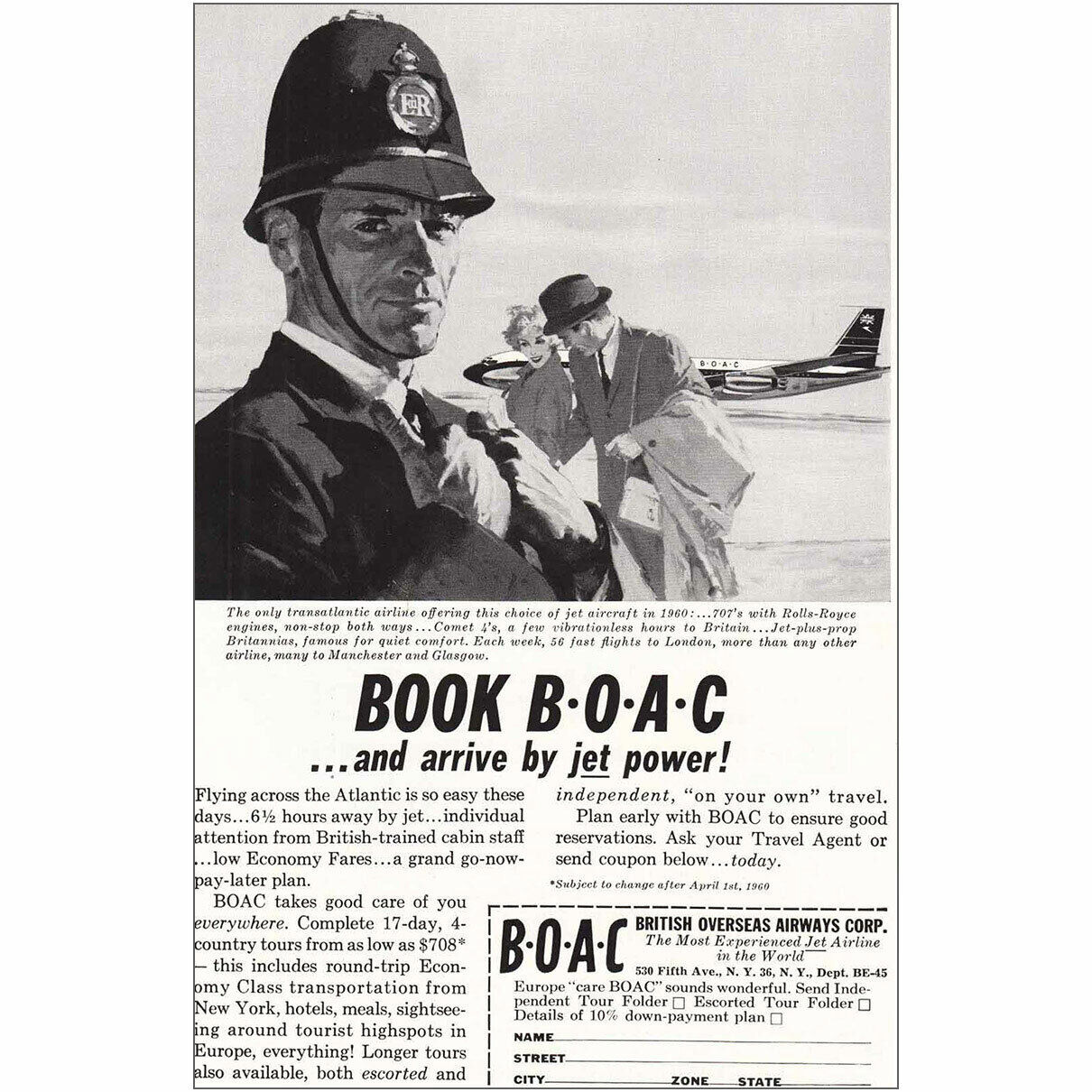 1959 BOAC: Rolls Royce of the 707s Vintage Print Ad