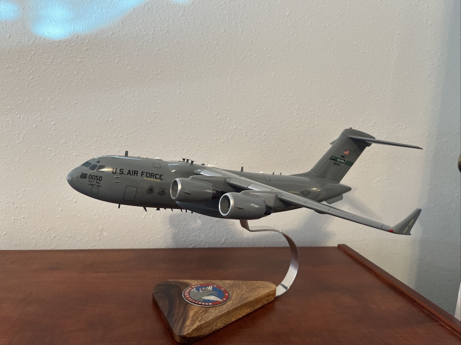 Boeing C-17A Globemaster III 4th Airlift Squadron McChord Wood Desktop Model
