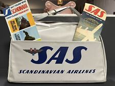 Vtg 1960’s SAS Scandinavian Airlines Vinyl Carry On Stewardess Bag Brochure picture
