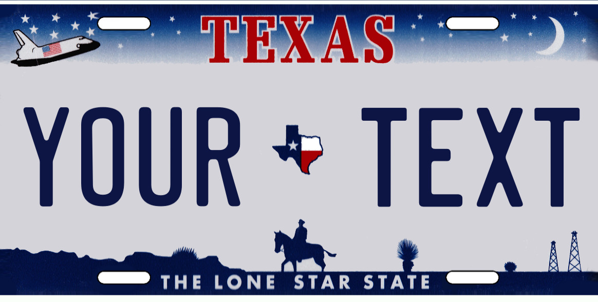 TEXAS  License Plate CUSTOM ADD TEXT PERSONALIZED SPACE SHUTTLE LONESTAR STATE