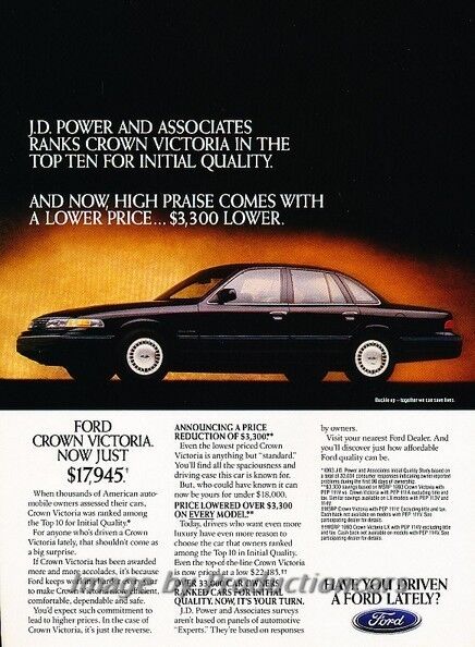 1993 Ford Crown Victoria LTD - Original Advertisement Print Art Car Ad J866