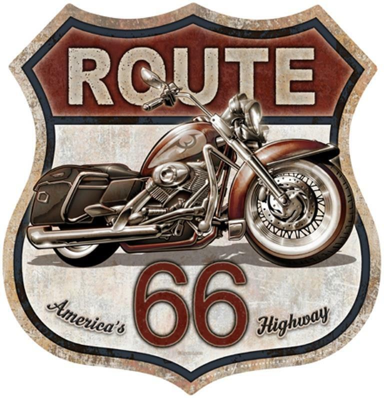 Route 66 America\'s Highway Motorcycle Bike Tin Metal Sign Made In The USA