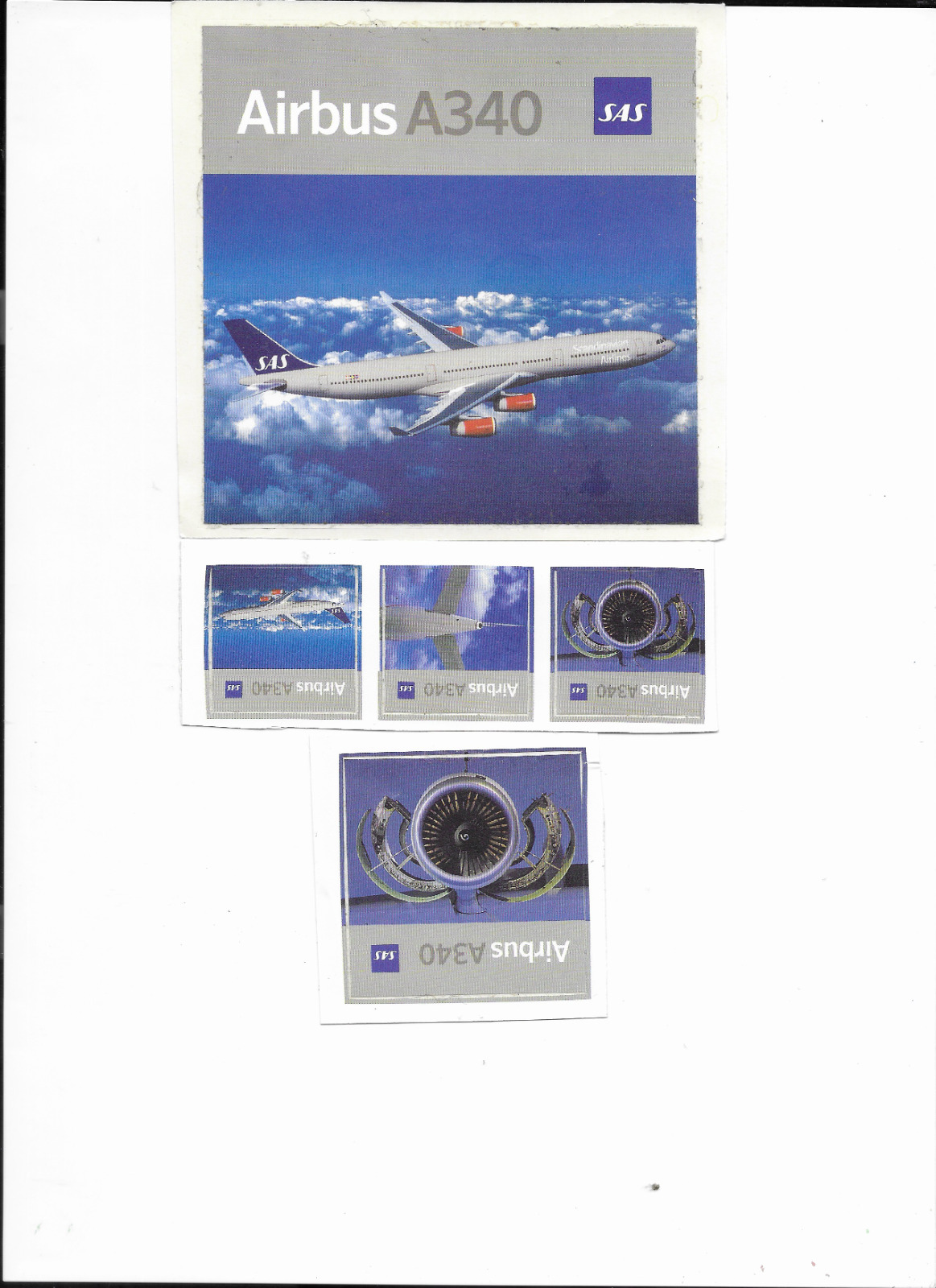 SAS Scandinavian Airlines 5 AIRBUS A340 Stickers, Airplane, Tail, Engines