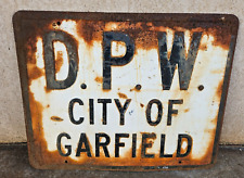 VINTAGE New Jersey DPW City Of Garfield Highway Roadway Highway Sign Embossed picture