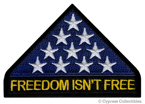 IN MEMORIAM PATCH FREEDOM ISNT FREE iron-on embroidered AMERICA FLAG VETERAN KIA