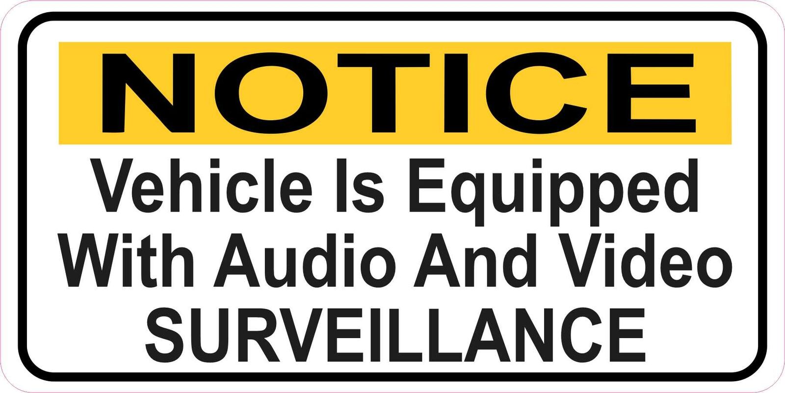 6in x 3in Vehicle Audio and Video Surveillance Sticker Car Truck Bumper Decal