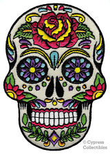 SUGAR SKULL PATCH iron-on embroidered DIA DE LOS MUERTOS CALAVERA DAY OF DEAD picture