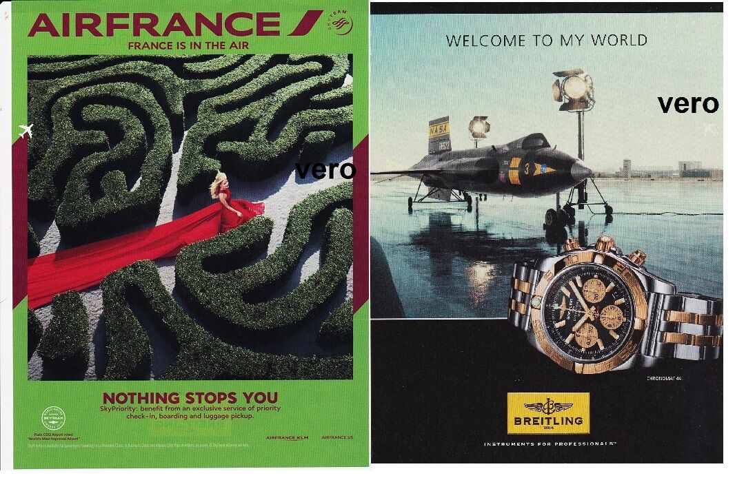 AIR FRANCE KLM airline magazine ad clipping print advert page BREITLING watch