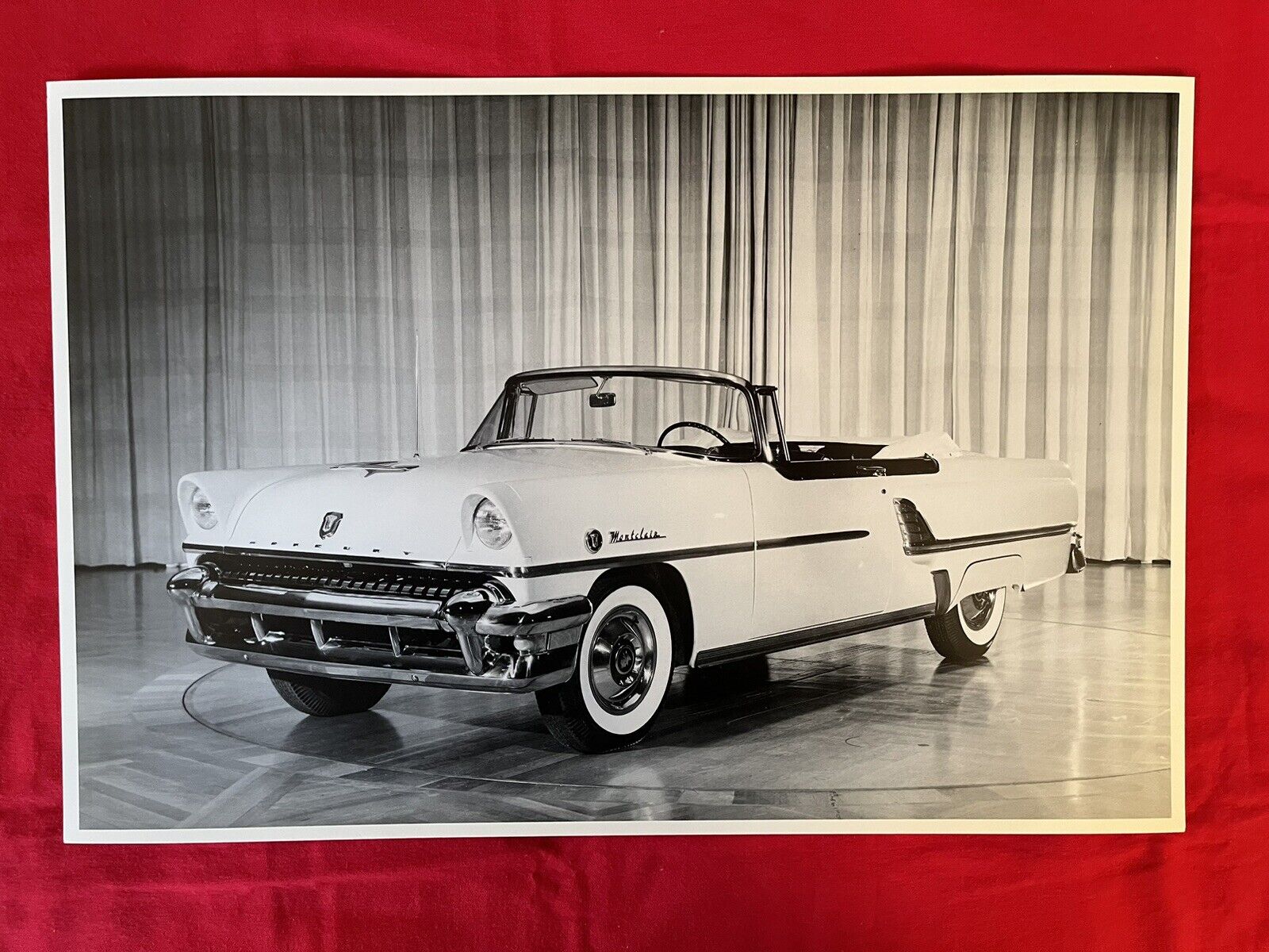 Large vintage car picture. Mid 50’s Mercury Montclair Convertible.  12x18, b/w, 