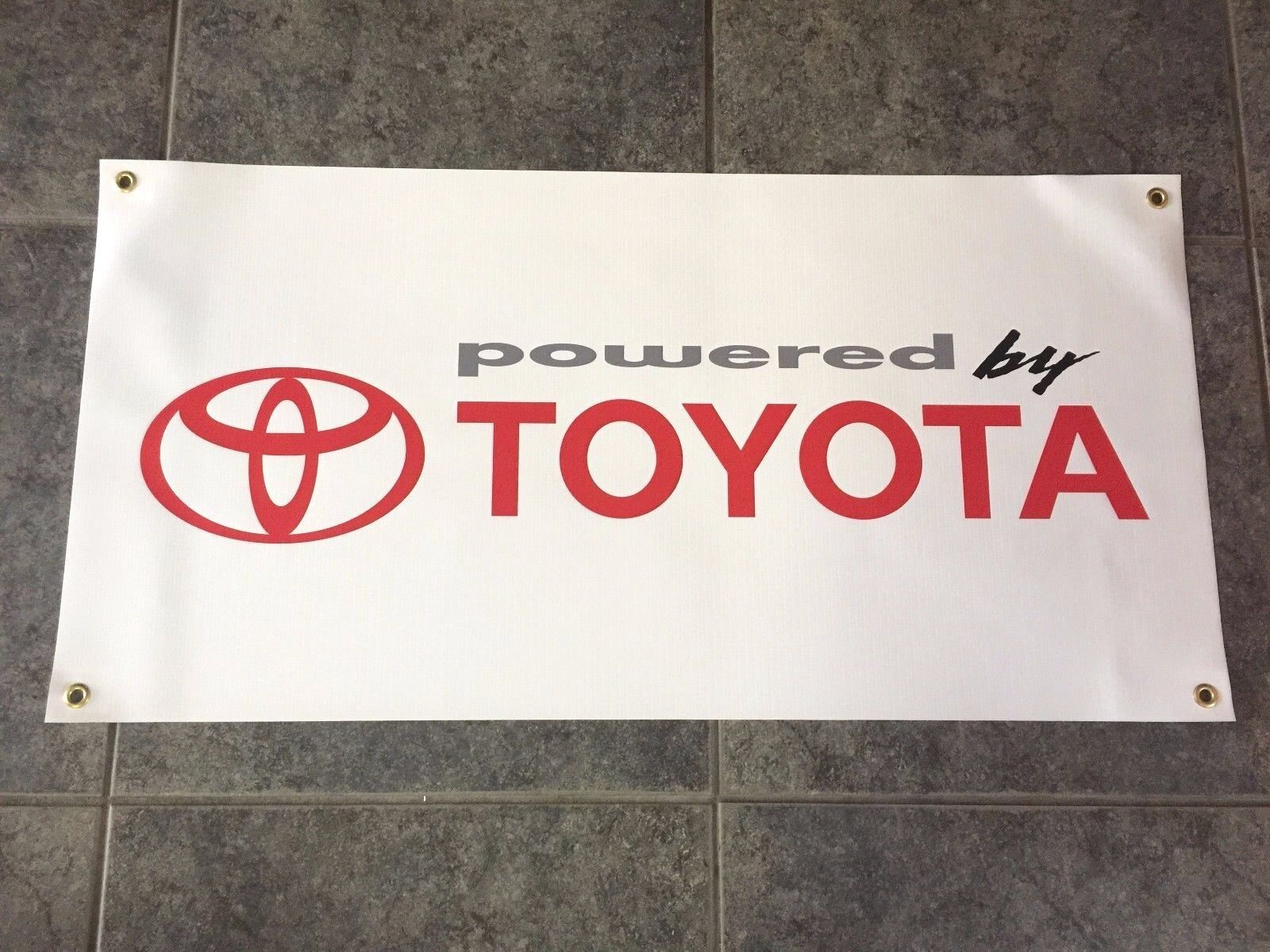 Powered by Toyota banner sign shop garage Nascar Racing Development off-road