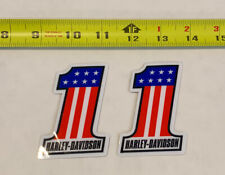 2 Pack Harley-Davidson Number One #1 American Flag Decals Stickers picture