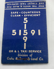 Oahu Railway & Land Company OR&L Taxi Matchbook Cover Vintage Advertising picture