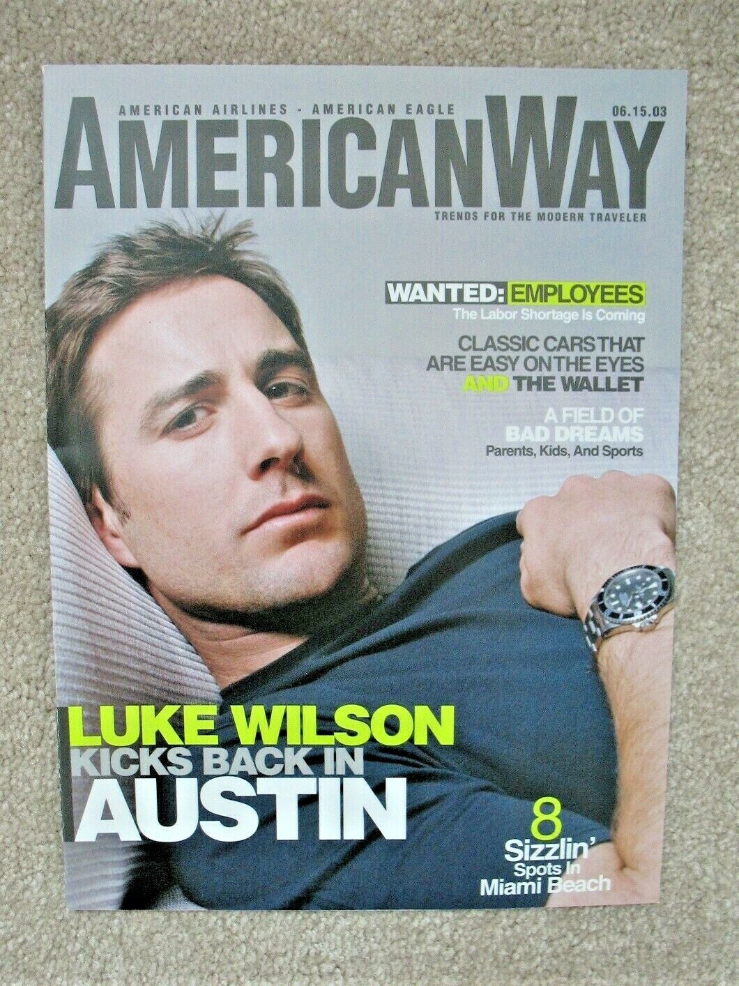 VINTAGE  American Airlines - American Way Inflight Mag - 2003 - LUKE WILSON