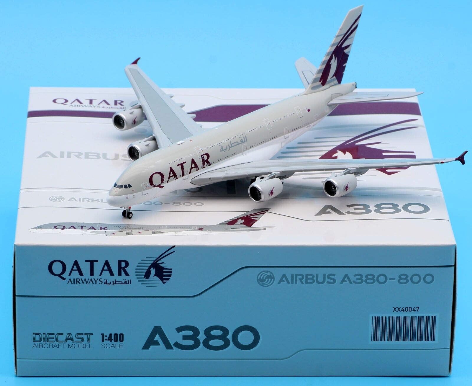JC Wings 1:400 Qatar Airways AIRBUS A380 Diecast Aircraft Jet Model A7-APJ