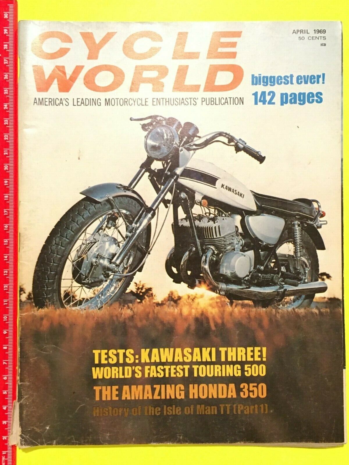 VINTAGE CYCLE WORLD MAGAZINE APRIL 1969 VOL 8 NUM 4 ~ KAWASAKI 500, LYNX, HONDA
