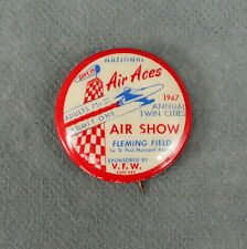 Vintage 1947 NATIONAL AIR ACES Pin MN TWIN CITIES AIR SHOW Fleming Field PINBACK picture
