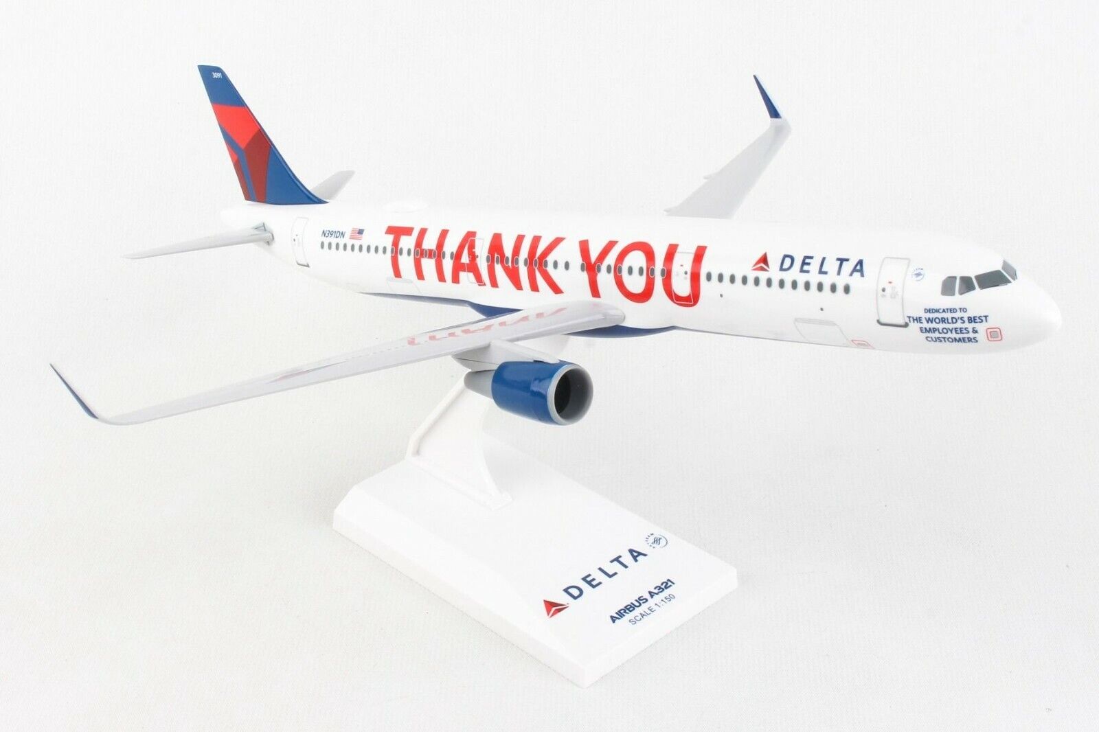 SKYMARKS DELTA A321 REG#N391DN 1/150 THANK YOU W/STAND.