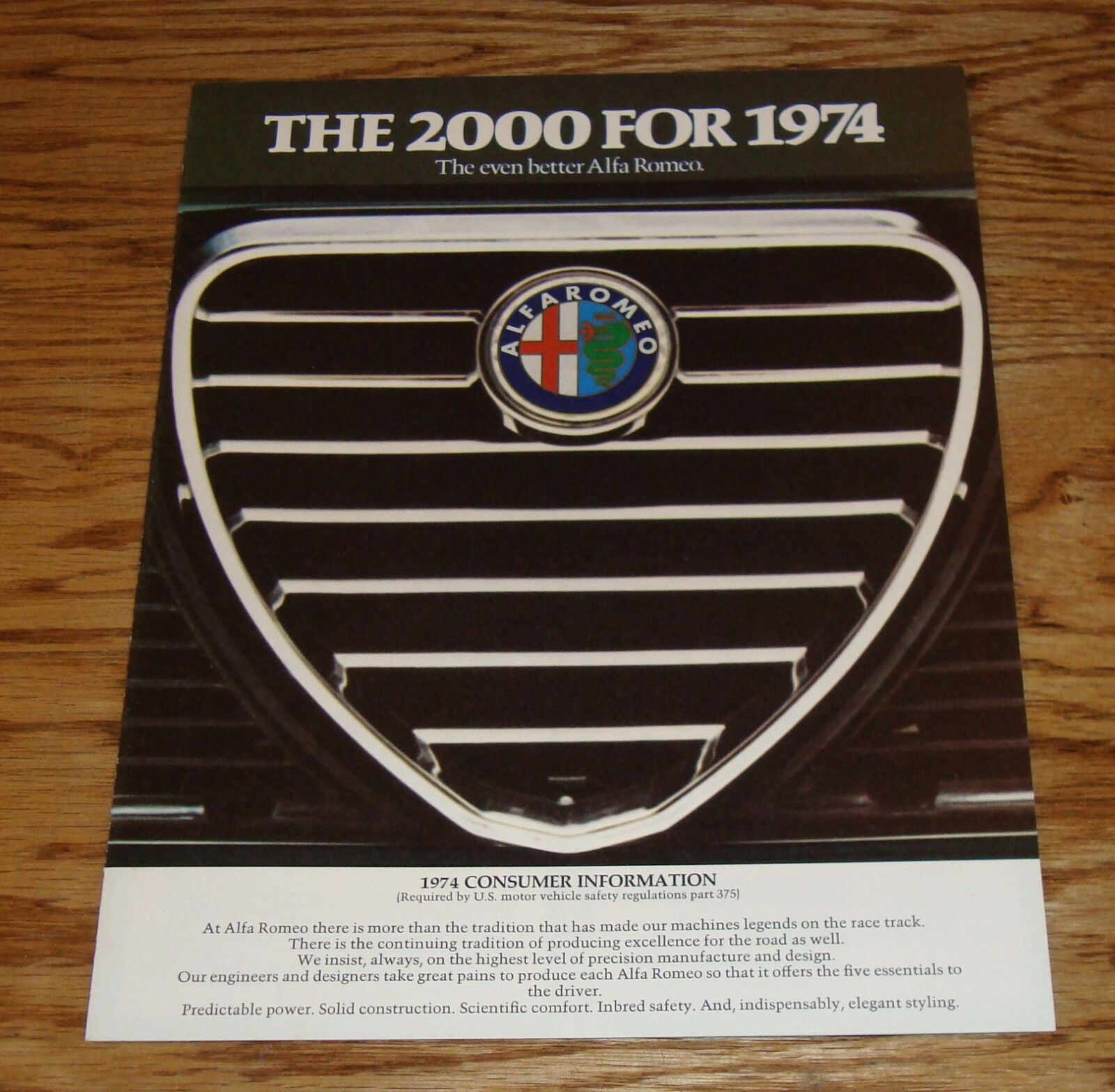 Original 1974 Alfa Romeo 2000 Consumer Information Sales Brochure 74