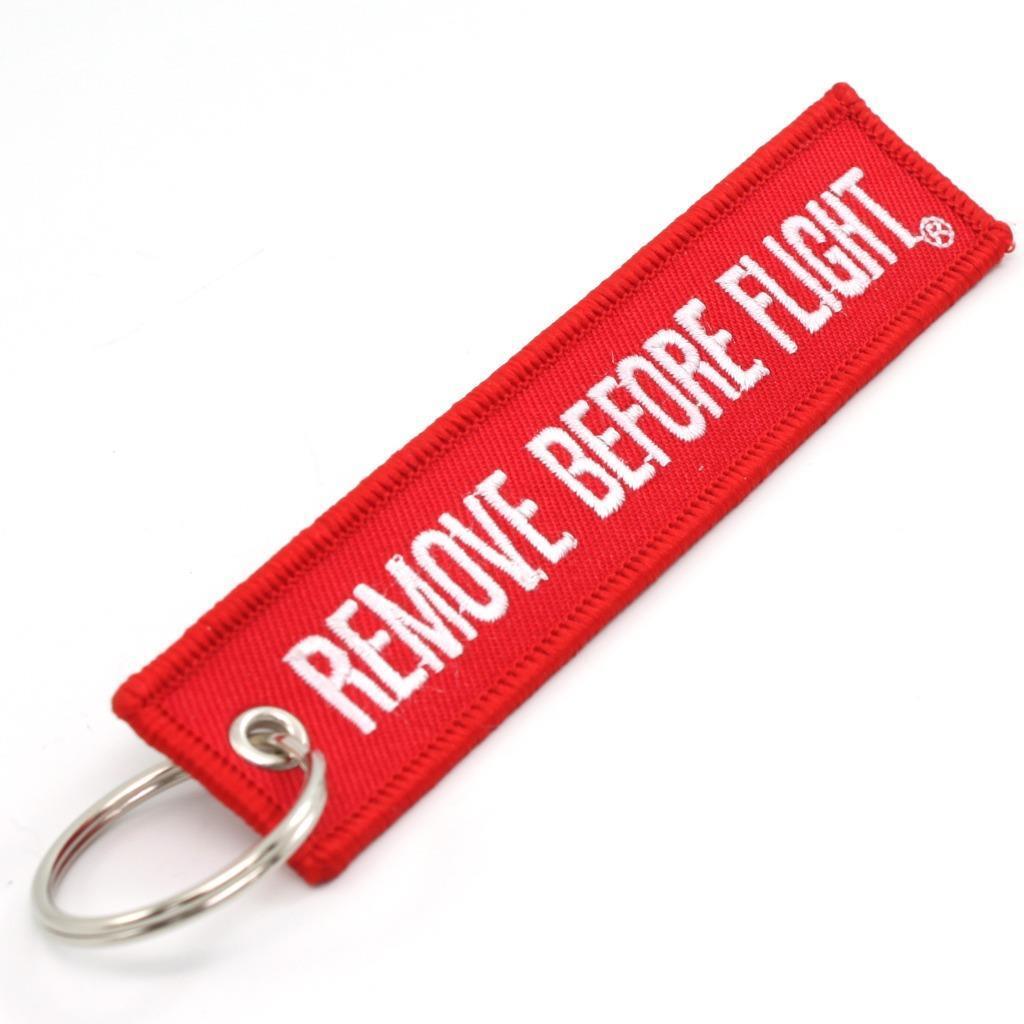 REMOVE BEFORE FLIGHT KEYCHAIN - RED/white QTY= 1 TAG - FLAG PILOT CREW KEY