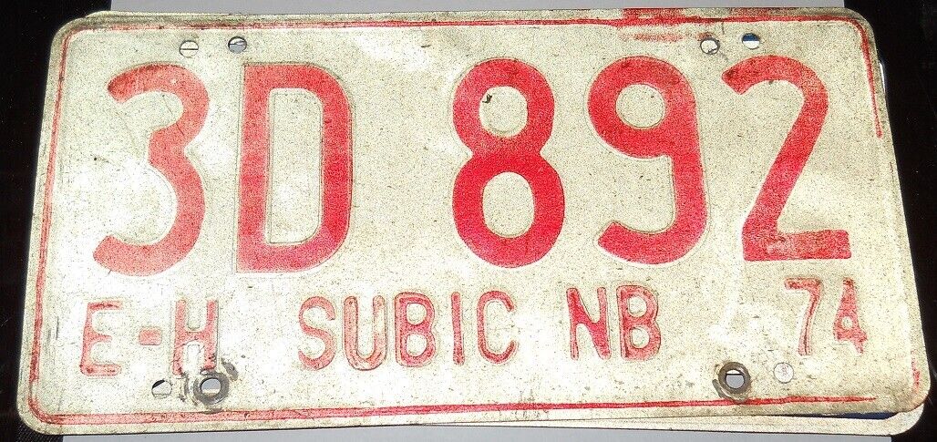 1974 US Naval Forces In The Philippines E-H Subic NB License Plate 3D-892