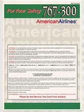 American Airlines 767-300 Passenger Safety Card 2000 For Your Safety picture