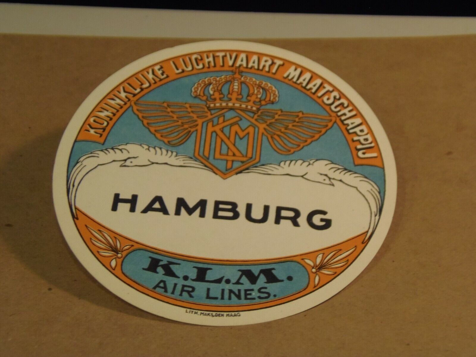 K. L. M. Air Lines  Hamburg Luggage Vintage Label  2 for 1