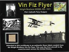 The Wright Bros. Vin Fiz - Genuine Piece of the Original Fabric on Color Cert. picture