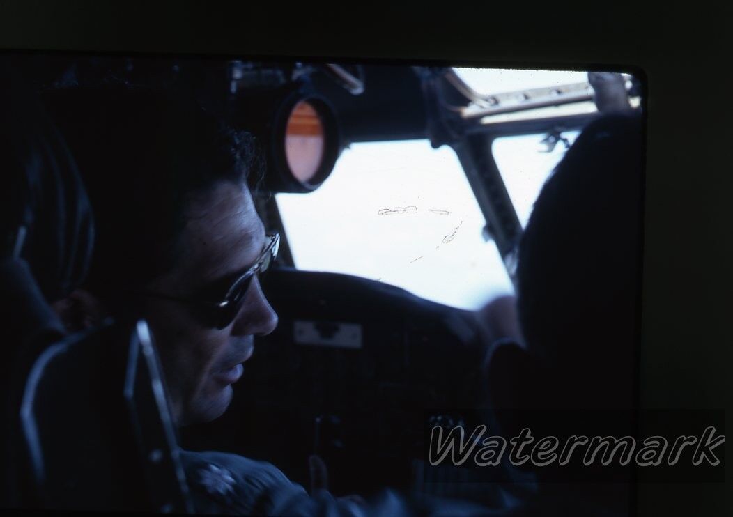1967   Photo slide  CA ANG military C-97 airplane interior cockpit in flight #2 