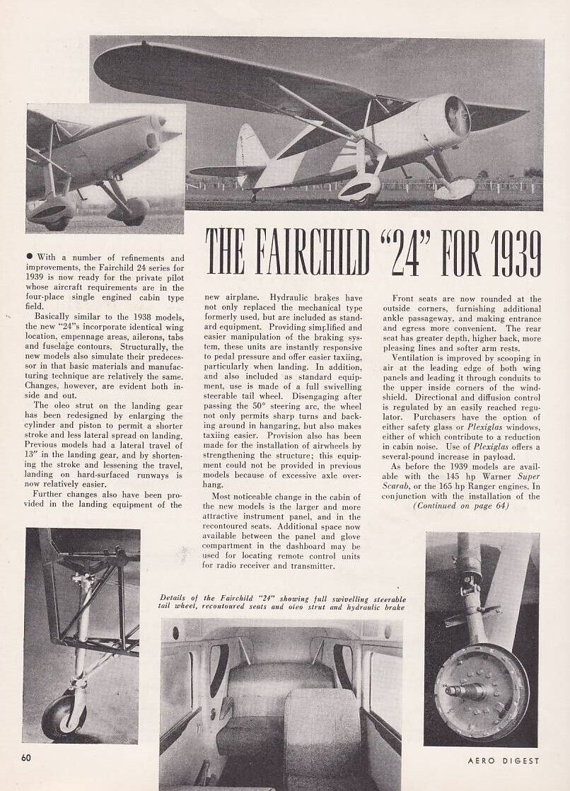 1939 Fairchild 24 Aircraft Report 1/4/2023r