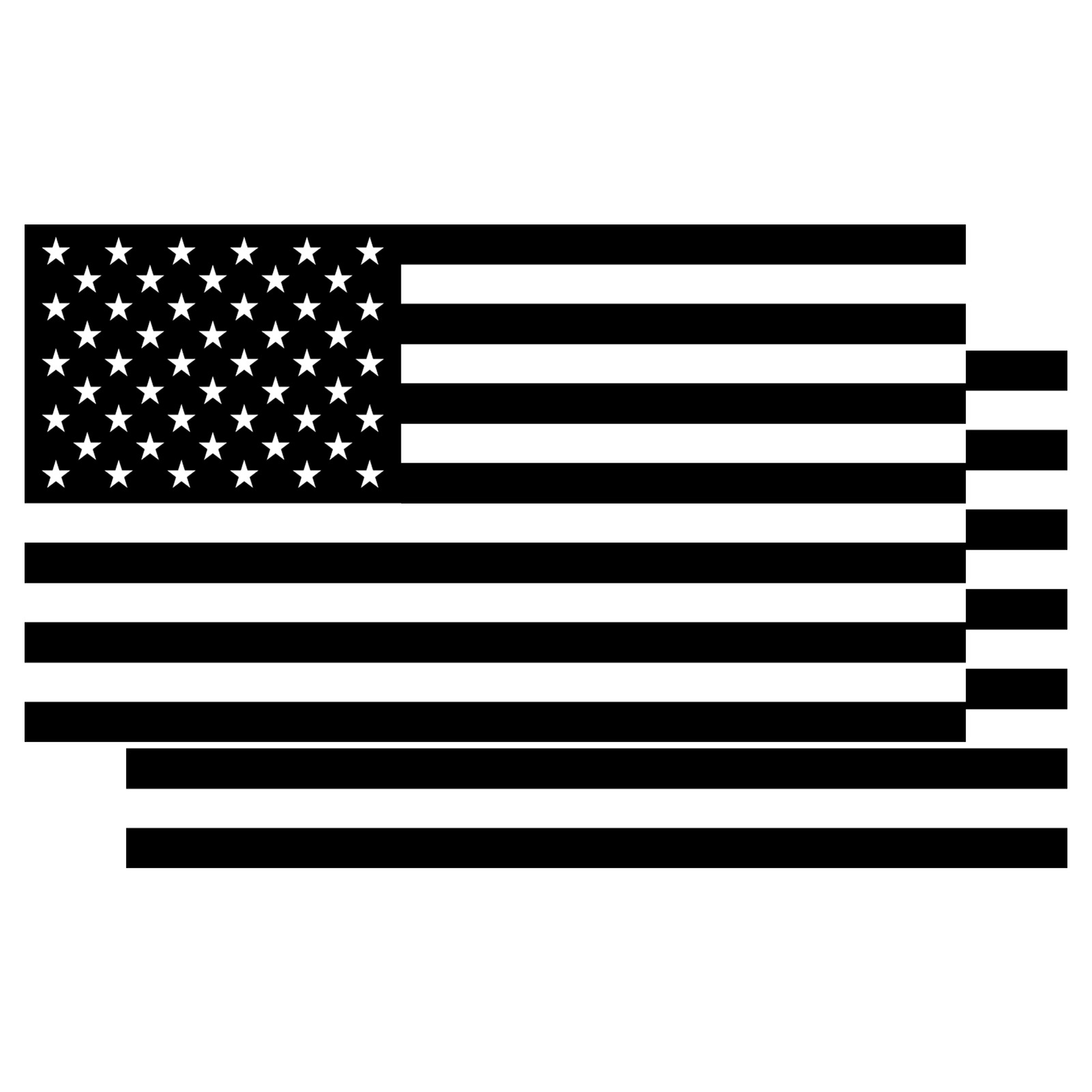 2X Black and White United States American Flag Stickers 5x3 Inch Decal 