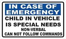 5in x 3in Child Is Special Needs Non-Verbal Vinyl Sticker Vehicle Bumper Decal picture