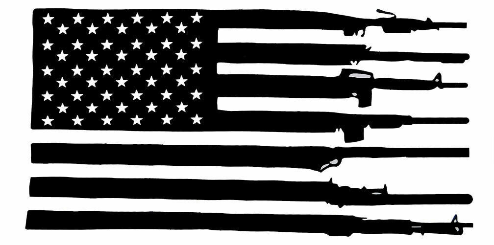 USA 50 Star Rifles White Black Vinyl Decal Bumper Sticker