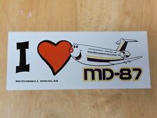 VINTAGE 1980s MCDONNELL DOUGLAS I Heart MD-87 AIRCRAFT STICKER DECAL NEW picture