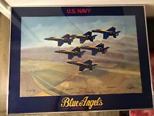 Blue Angels US Navy Flight Demonstration Team signed poster print 1987  32''x 25 picture