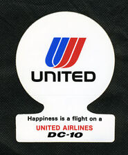 DC-10 UNITED AIRLINES STICKER - HAPPINESS IS A FLIGHT ON A UNITED AIRLINES DC-10 picture