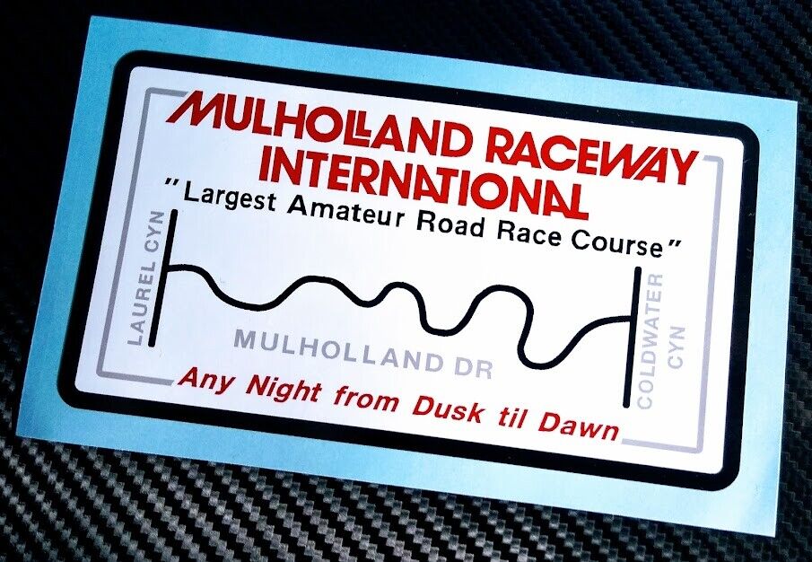 MULHOLLAND RACEWAY INTERNATIONAL • Mulholland Dr • Vintage Style Sticker • Decal