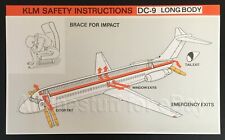 1980 KLM Royal Dutch Airlines MCDONNELL DOUGLAS DC-9 Long Body SAFETY CARD picture